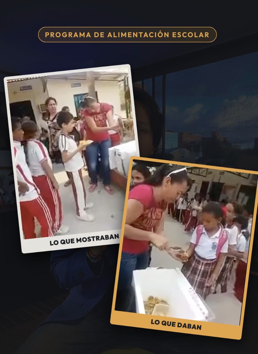 Programa de Alimentación Escolar: lo que mostraban en la foto frente a lo que realmente les daban a los niños